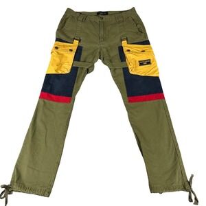 AKOO Driftwood Cargo Pants Mens 36 Green Colorblock Big Oak Fit Utility Gorpcore